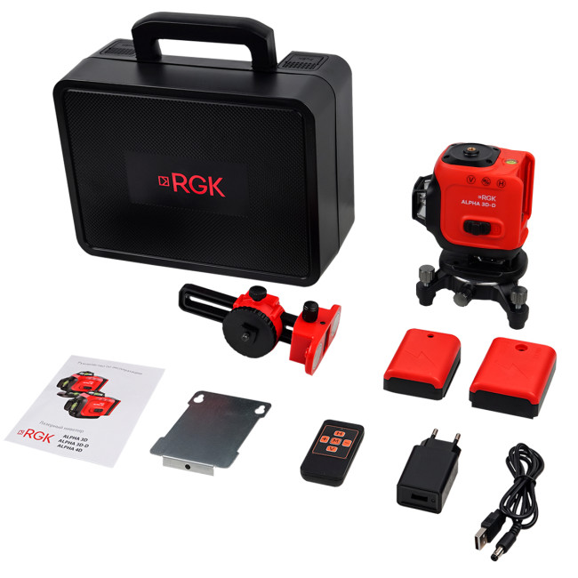 Лазерный уровень RGK ALPHA 3D-D с зелёным лучом в Красноярске
