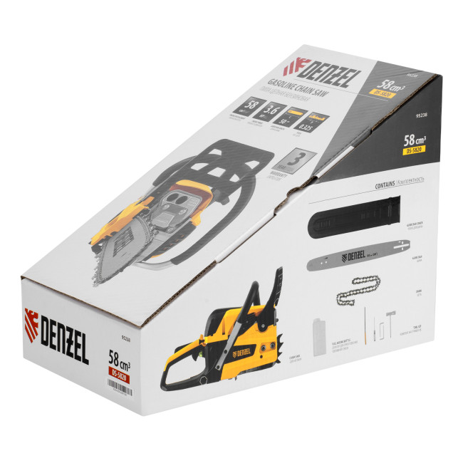 Пила цепная бензиновая DS-5820, шина 50 см, 58 см3, 3.6 л.с, шаг 0,325, паз 1,5 мм, 76 звеньев Denzel в Красноярске