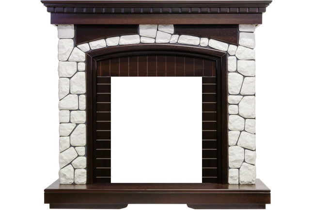 Каминокомплект Glasgow - Темный дуб / Белый с очагом Majestic FX Black в Красноярске