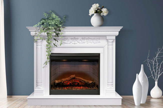 Каминокомплект Sicilia - Белый дуб с очагом Symphony 26'' DF2624L-INT в Красноярске