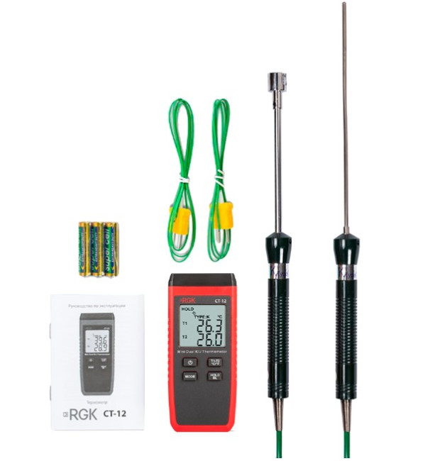 Термометр RGK CT-12 с погружным зондом температуры TR-10W и поверхностным зондом TR-10S в Красноярске