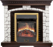 Каминокомплект Glasgow - Темный дуб / Белый с очагом Majestic FX Brass Каминокомплект Glasgow - Темный дуб / Белый с очагом Majestic FX Brass