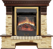 Каминокомплект Pierre Luxe угловой - Темный дуб / Сланец с очагом Majestic FX Brass Каминокомплект Pierre Luxe угловой - Темный дуб / Сланец с очагом Majestic FX Brass