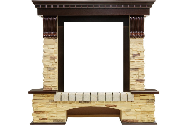 Каминокомплект Pierre Luxe угловой - Темный дуб / Сланец с очагом Majestic FX M Brass в Красноярске Каминокомплект Pierre Luxe угловой - Темный дуб / Сланец с очагом Majestic FX M Brass в Красноярске