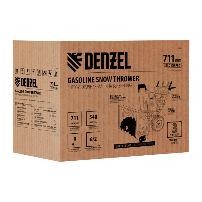 Бензиновая снегоуборочная машина SBL 711D PRO, 302cc, эл.старт, фара, обогрев, блок. дифф. Denzel в Красноярске Бензиновая снегоуборочная машина SBL 711D PRO, 302cc, эл.старт, фара, обогрев, блок. дифф. Denzel в Красноярске