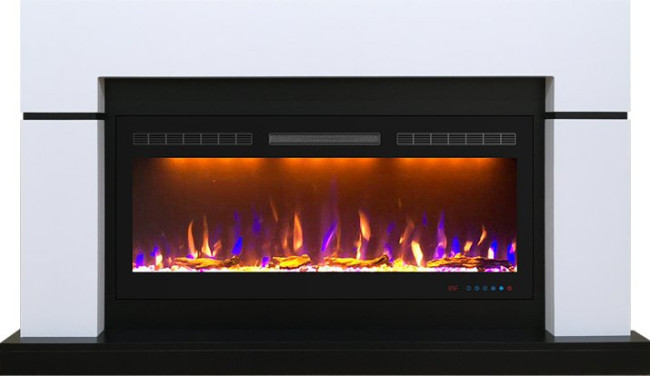 Каминокомплект Lindos - Белый с черным (Ширина 1470мм) с очагом Crystal 40 RF в Красноярске