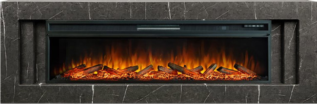 Каминокомплект Line 60 SFT Stone Touch (Разборный) - Серый мрамор с очагом Vision 60 LOG LED в Красноярске