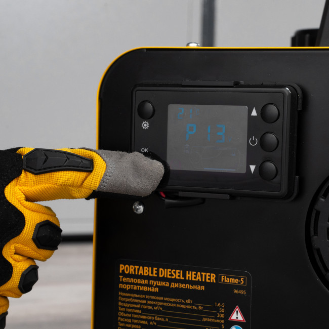Дизельная тепловая портативная пушка  Flame-5, 5кВт, 300м3/ч, непр.наг., циф. терм. Denzel в Красноярске