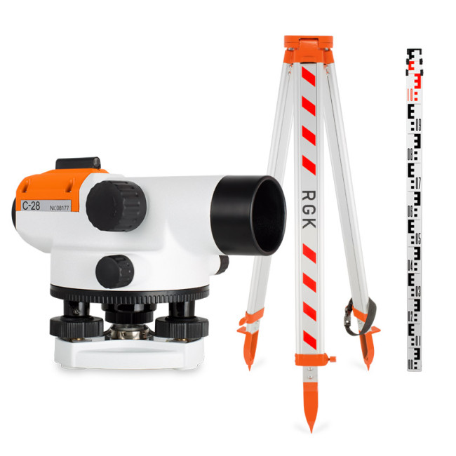 Комплект оптический нивелир RGK C-28 + штатив S6-N + рейка AMO S3 в Красноярске
