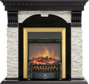 Каминокомплект Dublin - Венге / Сланец белый с очагом Fobos FX M Brass Каминокомплект Dublin - Венге / Сланец белый с очагом Fobos FX M Brass