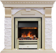 Каминокомплект Dublin - Слоновая кость с патиной / Сланец крем с очагом Cavendish
