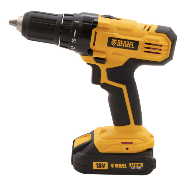 Дрель-шуруповерт аккумуляторная CDL-IB-18-02, Li-Ion, 18 В, 2 акк. Denzel в Красноярске