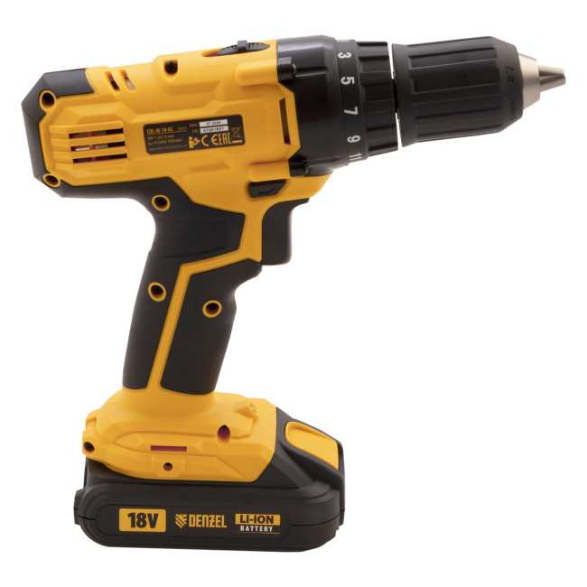 Дрель-шуруповерт аккумуляторная CDL-IB-18-02, Li-Ion, 18 В, 2 акк. Denzel в Красноярске