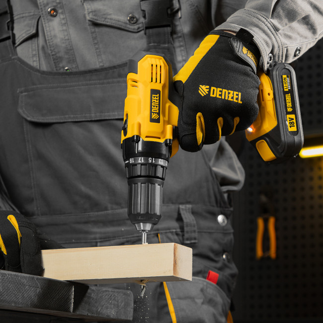 Дрель-шуруповерт аккумуляторная CDL-IB-18-02, Li-Ion, 18 В, 2 акк. Denzel в Красноярске