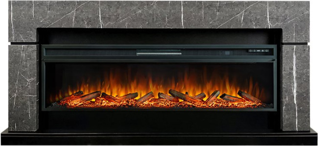 Каминокомплект Lindos 60 SFT - Серый мрамор с очагом Vision 60 LOG LED в Красноярске
