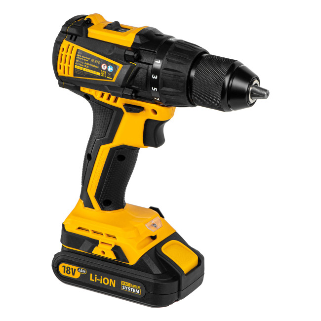 Дрель-шуруповерт аккумуляторная, бесщет. BLDL-IB-18-02, Li-Ion, 18 В, 2 акк. Denzel в Красноярске