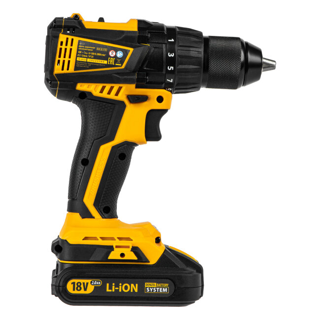 Дрель-шуруповерт аккумуляторная, бесщет. BLDL-IB-18-02, Li-Ion, 18 В, 2 акк. Denzel в Красноярске