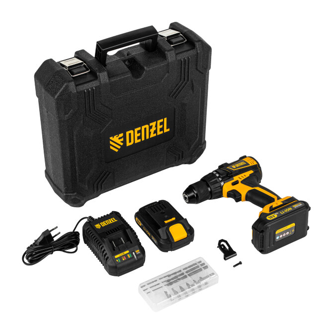 Дрель-шуруповерт аккумуляторная, бесщет. BLDL-IB-18-02, Li-Ion, 18 В, 2 акк. Denzel в Красноярске