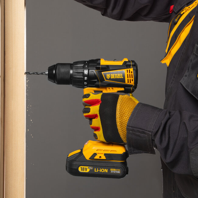 Дрель-шуруповерт аккумуляторная, бесщет. BLDL-IB-18-02, Li-Ion, 18 В, 2 акк. Denzel в Красноярске