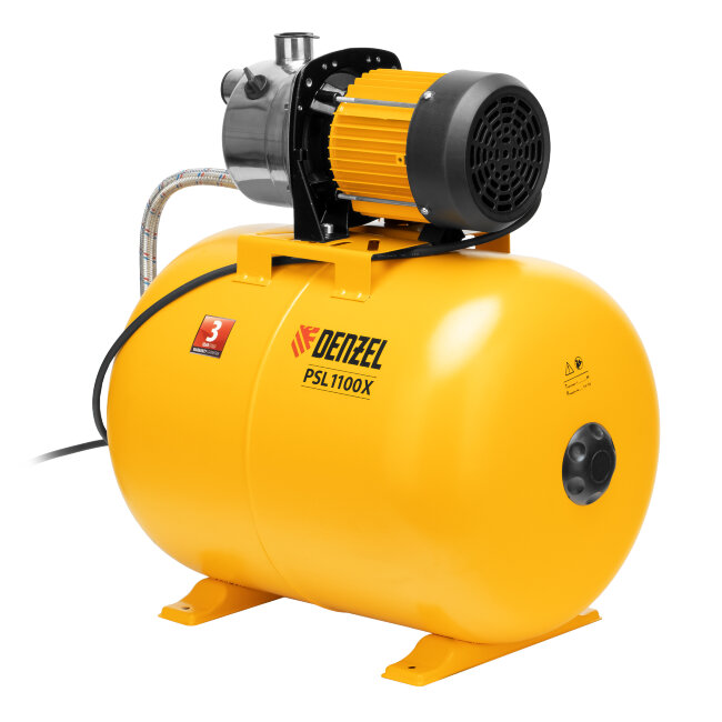 Насосная станция PSL1100X, 1100 Вт, 3600 л/ч, ресивер 50 л, подъем 45 м, нержавейка Denzel в Красноярске Насосная станция PSL1100X, 1100 Вт, 3600 л/ч, ресивер 50 л, подъем 45 м, нержавейка Denzel в Красноярске