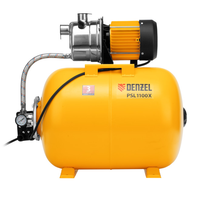 Насосная станция PSL1100X, 1100 Вт, 3600 л/ч, ресивер 50 л, подъем 45 м, нержавейка Denzel в Красноярске Насосная станция PSL1100X, 1100 Вт, 3600 л/ч, ресивер 50 л, подъем 45 м, нержавейка Denzel в Красноярске