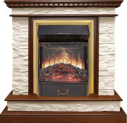 Каминокомплект Calgary - Дуб / Сланец бежевый с очагом Majestic FX M Brass