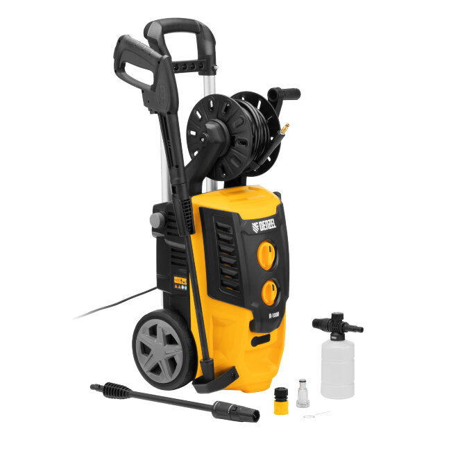 Моечная машина высокого давления R-180D, 2200 Вт, 180 бар, 380 л/ч, с барабаном Denzel в Красноярске Моечная машина высокого давления R-180D, 2200 Вт, 180 бар, 380 л/ч, с барабаном Denzel в Красноярске