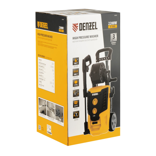 Моечная машина высокого давления R-180D, 2200 Вт, 180 бар, 380 л/ч, с барабаном Denzel в Красноярске Моечная машина высокого давления R-180D, 2200 Вт, 180 бар, 380 л/ч, с барабаном Denzel в Красноярске