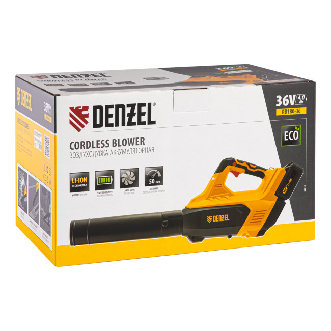 Воздуходувка аккумуляторная RB180-36, Li-ion, 36 В, 4 Ач, 180 км/ч, 820 м3/ч Denzel в Красноярске Воздуходувка аккумуляторная RB180-36, Li-ion, 36 В, 4 Ач, 180 км/ч, 820 м3/ч Denzel в Красноярске