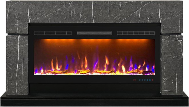 Каминокомплект Lindos 42 SFT - Серый мрамор (Ширина 1470мм) с очагом Crystal 40 RF в Красноярске