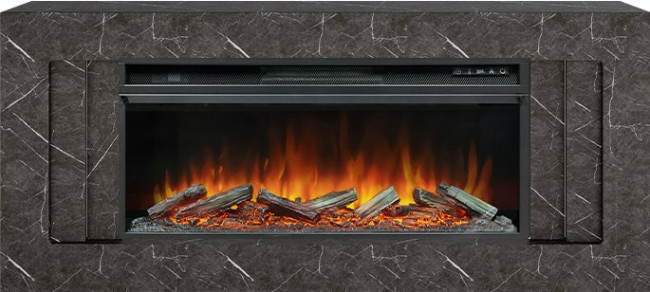 Каминокомплект Line 42 SFT Stone Touch (Разборный) - Серый мрамор с очагом Vision 42 LOG LED в Красноярске