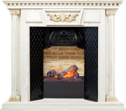 Каминокомплект Olympia - Белый дуб, патина с золотом / Кирпич с очагом Cassette 400 NH Каминокомплект Olympia - Белый дуб, патина с золотом / Кирпич с очагом Cassette 400 NH