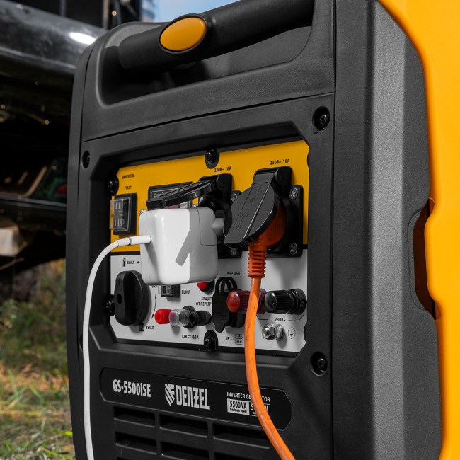Генератор инверторный GS-5500iSE, 5,5 кВт, 230 В, закрытый корпус,электростартер Denzel в Красноярске