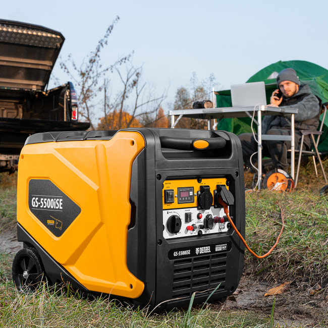 Генератор инверторный GS-5500iSE, 5,5 кВт, 230 В, закрытый корпус,электростартер Denzel в Красноярске