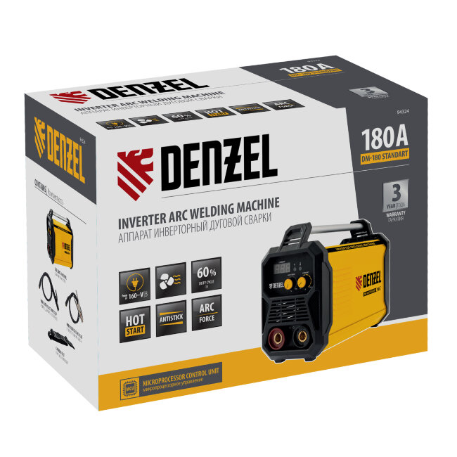 Аппарат инвертор. дуговой сварки DM-180 Standart, 180 А, ПВ 60% Denzel в Красноярске Аппарат инвертор. дуговой сварки DM-180 Standart, 180 А, ПВ 60% Denzel в Красноярске