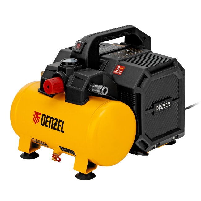Компрессор  DLS750/6 безмасляный малошумный 750 Вт, 140 л/мин,ресивер 6 л Denzel в Красноярске