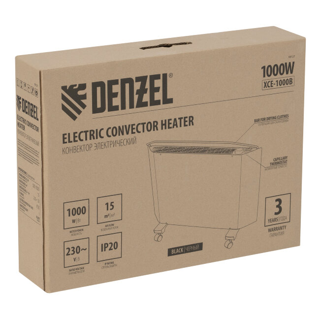 Конвектор электрический XCE-1000 B, 230 В, 1000 Вт, X-образный нагреватель Denzel в Красноярске Конвектор электрический XCE-1000 B, 230 В, 1000 Вт, X-образный нагреватель Denzel в Красноярске