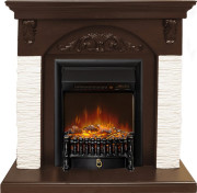 Каминокомплект Bern Сланец мелкий белый / Темный дуб с очагом Fobos FX M Black RC Каминокомплект Bern Сланец мелкий белый / Темный дуб с очагом Fobos FX M Black RC