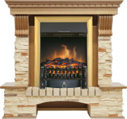 Каминокомплект Pierre Luxe - Дуб / Сланец с очагом Fobos FX Brass Каминокомплект Pierre Luxe - Дуб / Сланец с очагом Fobos FX Brass