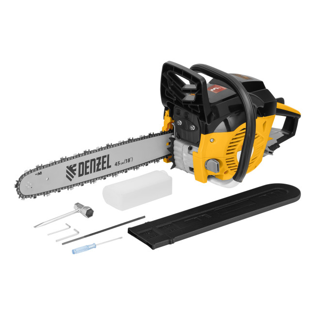 Пила цепная бензиновая DGS-5218, шина 45 см, 52 см3, 3.5 л.с, шаг 0.325, паз 1.5 мм, 72 звена Denzel в Красноярске