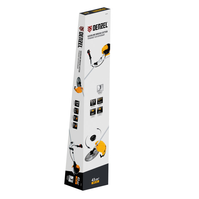 Триммер бензиновый DTL-43, 43 см3, неразъемная штанга, состоит из 2 частей Denzel в Красноярске