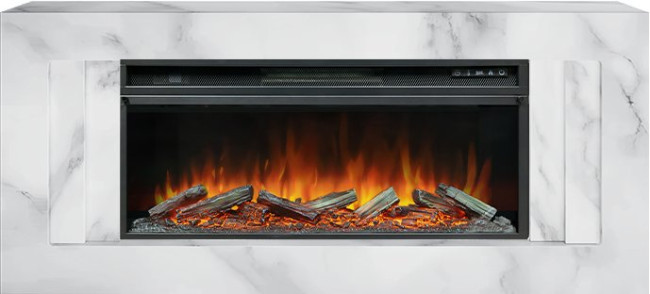 Каминокомплект Line 42 SFT White Marble - Белый мрамор с очагом Vision 42 LOG LED в Красноярске