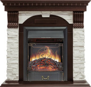 Каминокомплект Dublin угловой - Темный дуб / Сланец белый с очагом Majestic FX Black