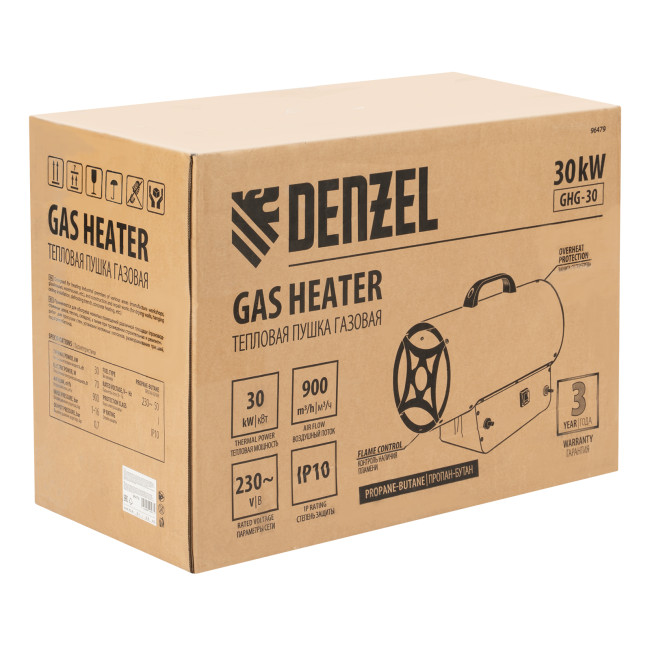 Газовая тепловая пушка GHG-30, 30 кВт, 900 м3/ч, пропан-бутан Denzel в Красноярске Газовая тепловая пушка GHG-30, 30 кВт, 900 м3/ч, пропан-бутан Denzel в Красноярске