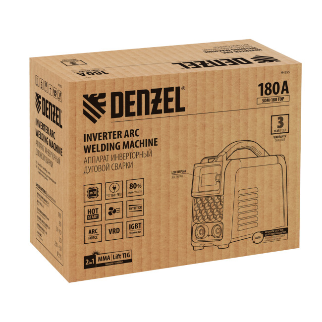 Аппарат инвертор. дуговой сварки SDM-180 Top, 180 А, ПВ 80% Denzel в Красноярске Аппарат инвертор. дуговой сварки SDM-180 Top, 180 А, ПВ 80% Denzel в Красноярске